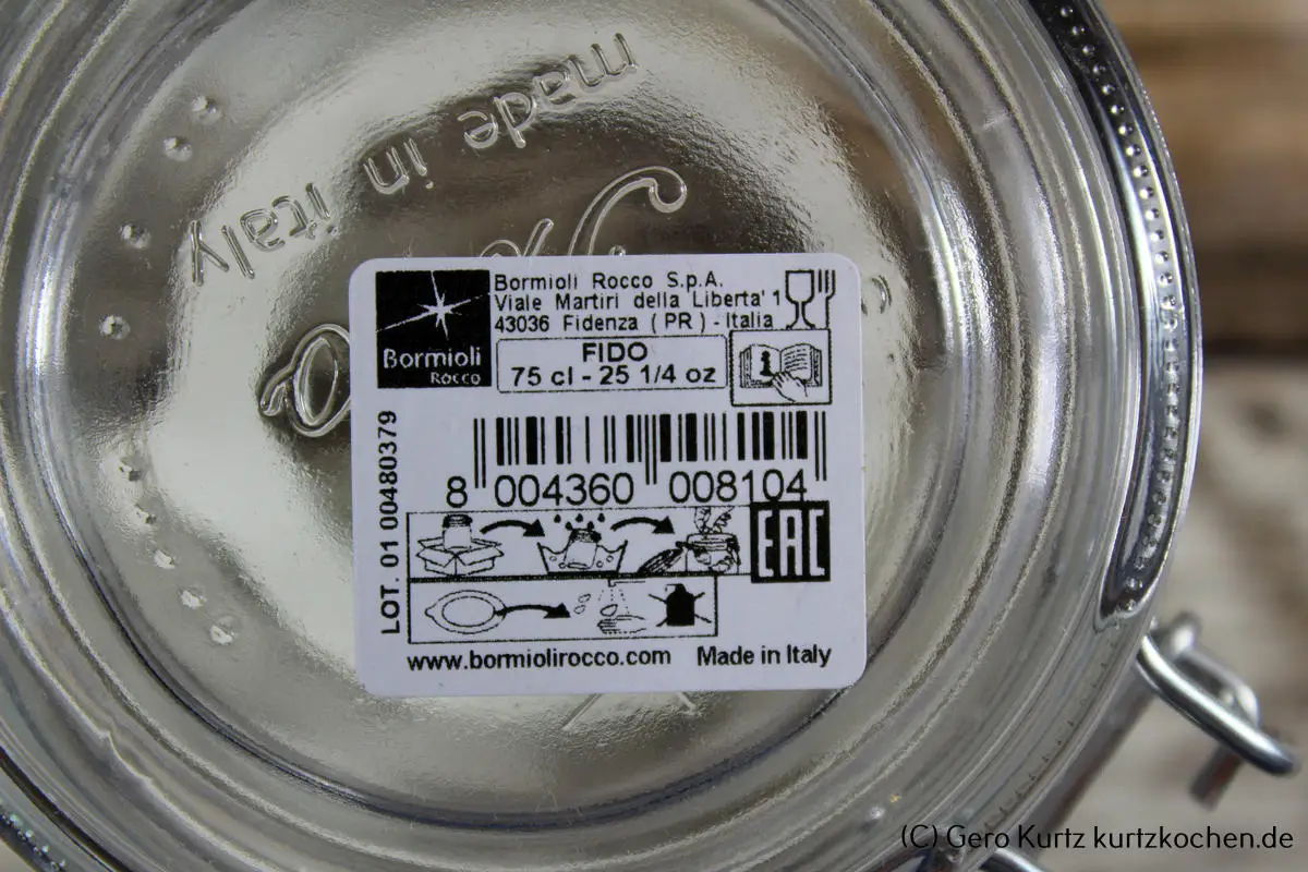 Bormioli Rocco Fido Drahtbügel Einweckgläser - Deckel mit Aufkleber bei Lieferung