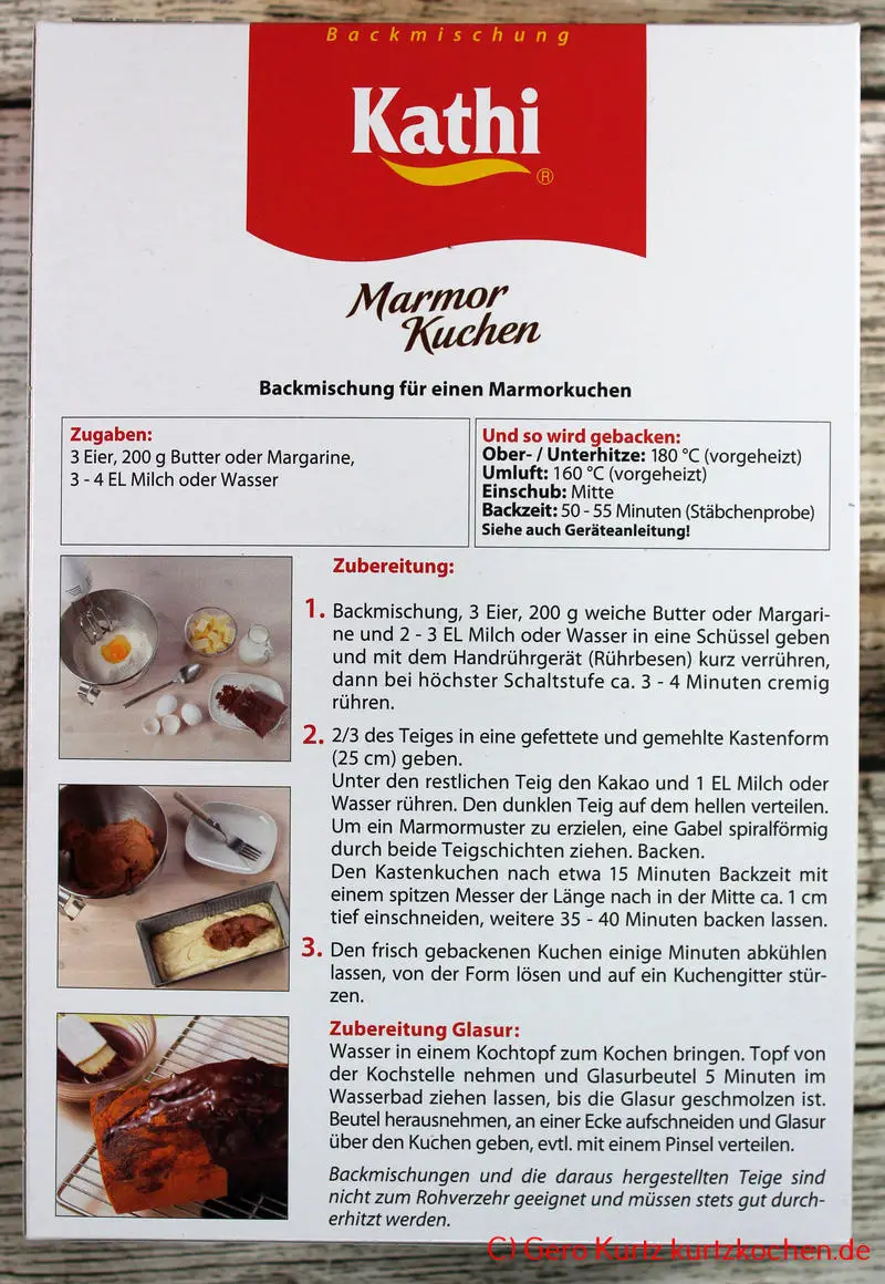 Backmischung Marmor Kuchen von Kathi - Rückseite der Verpackung 