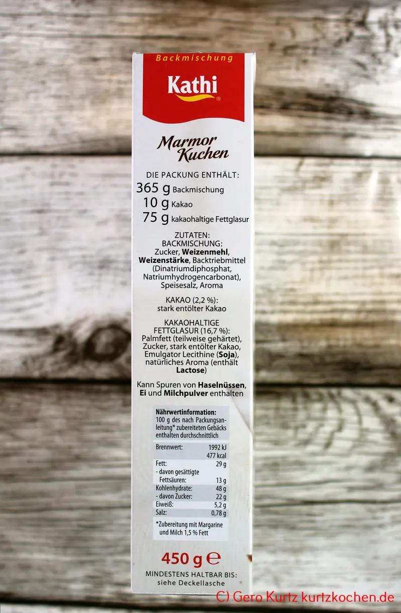 Backmischung Marmor Kuchen von Kathi - Verpackung Seitenansicht