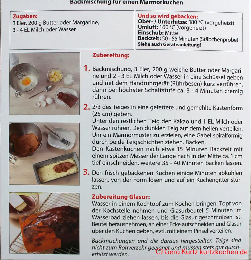 Backmischung Marmor Kuchen von Kathi - Zubereitungsanleitung