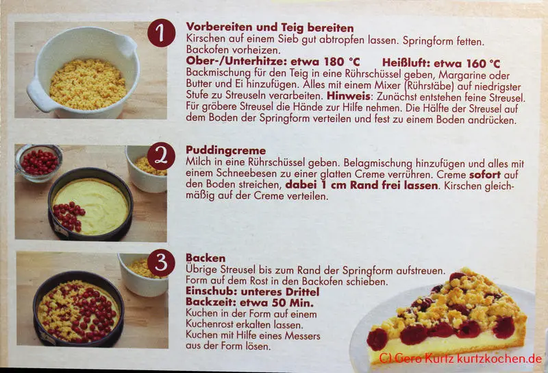 Streuselkuchen mit Pudding-Creme von Dr. Oetker- Zubereitungsanleitung