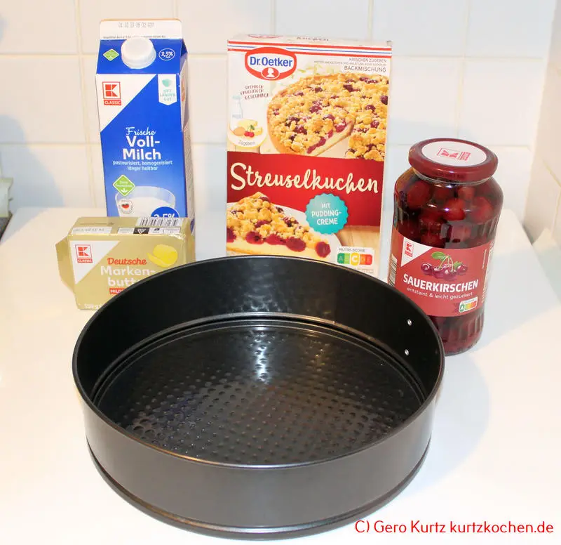 Streuselkuchen mit Pudding-Creme von Dr. Oetker- benötigte Zutaten