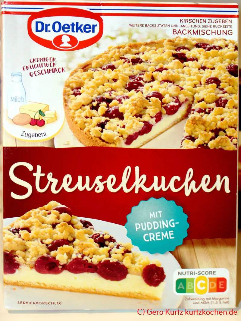 Streuselkuchen mit Pudding-Creme von Dr. Oetker- Backmischung Vorderansicht