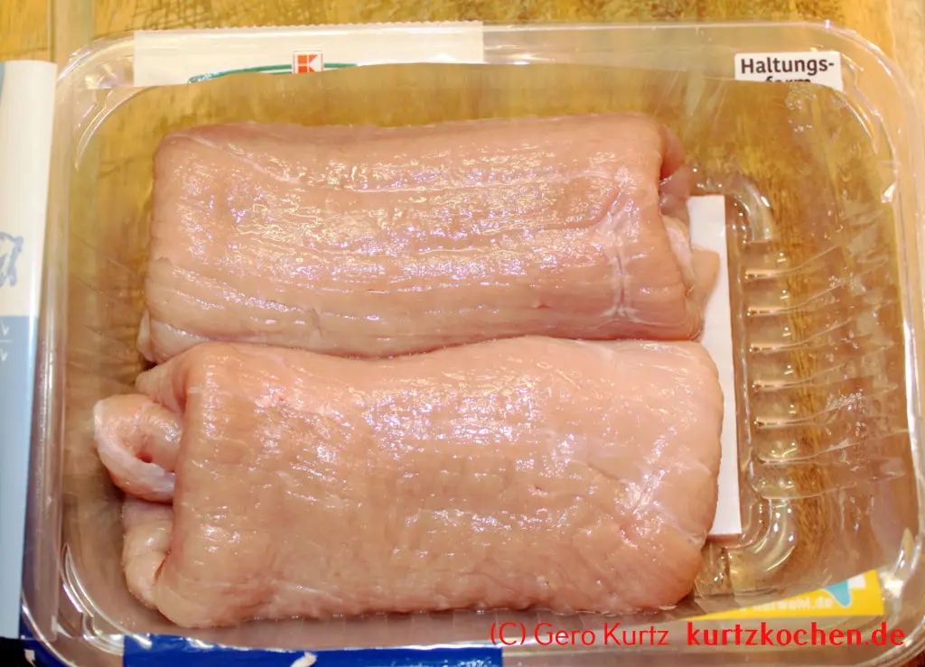 Rezept für Schweinerouladen - direkt aus der Verpackung genommen