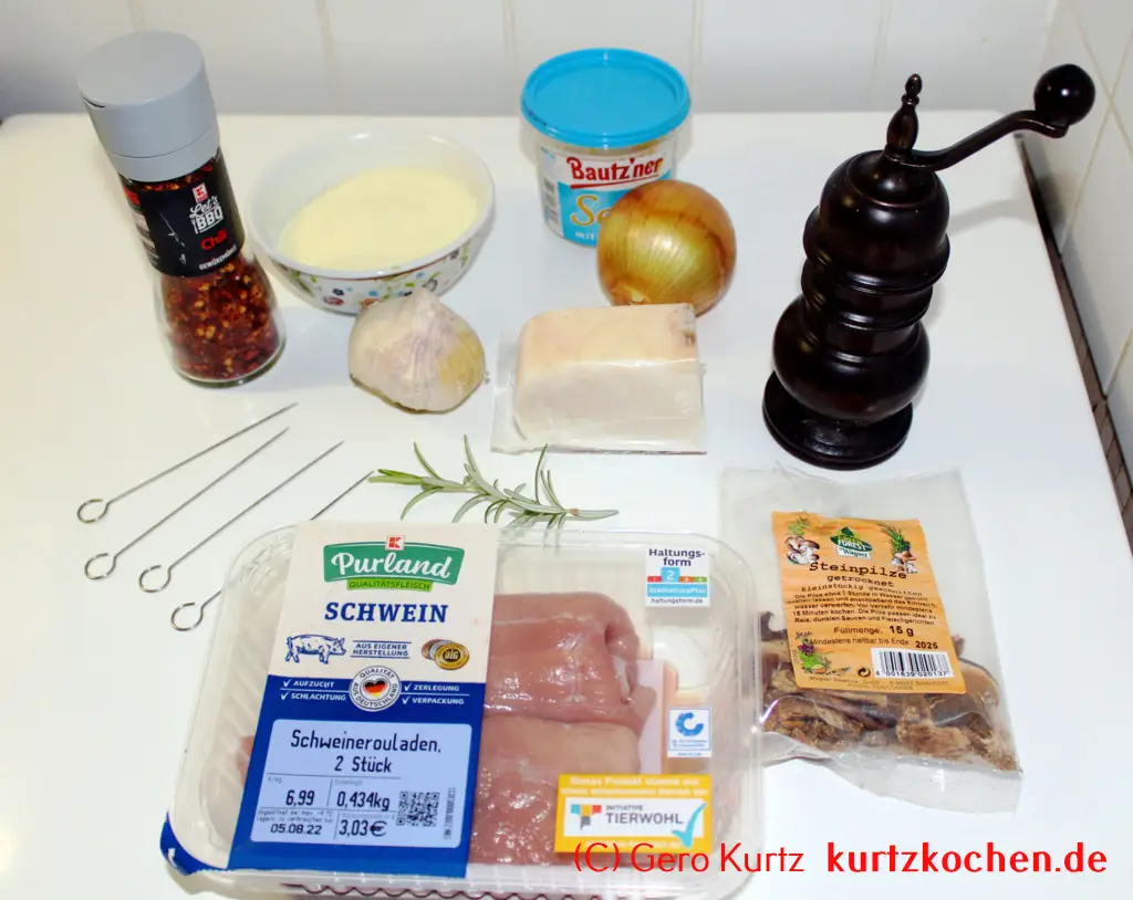 Rezept für Schweinerouladen - Zutaten