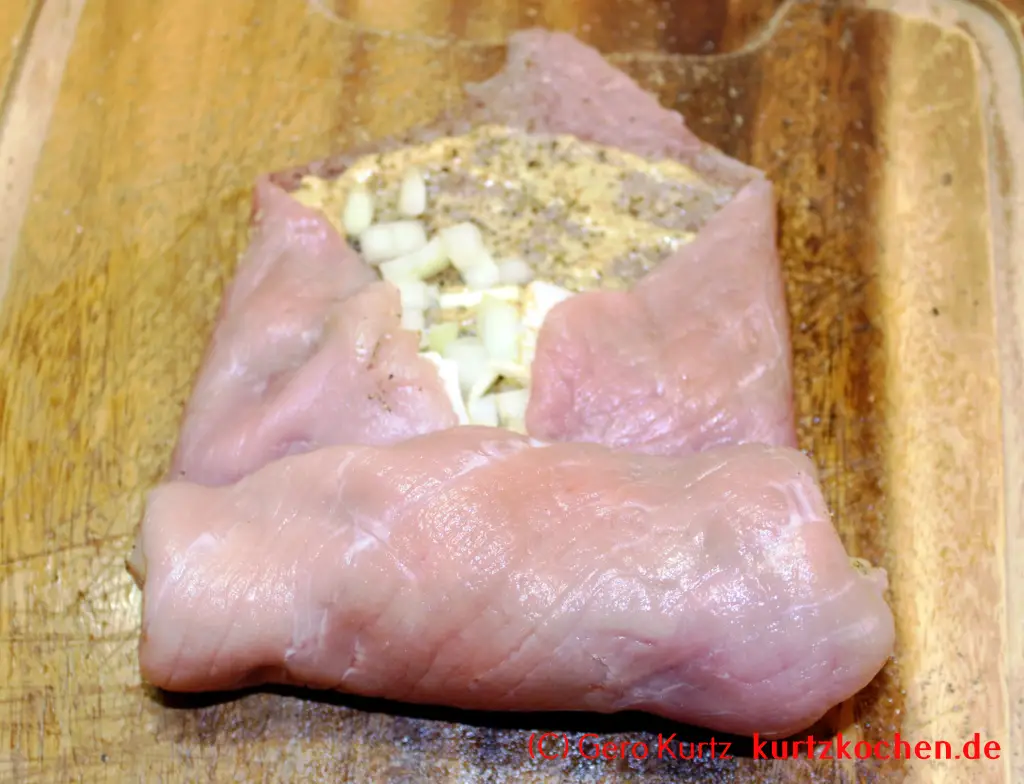 Rezept für Schweinerouladen - rollen der Roulade
