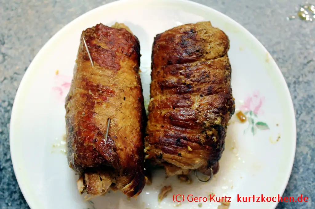 Rezept für Schweinerouladen - fertige Rouladen