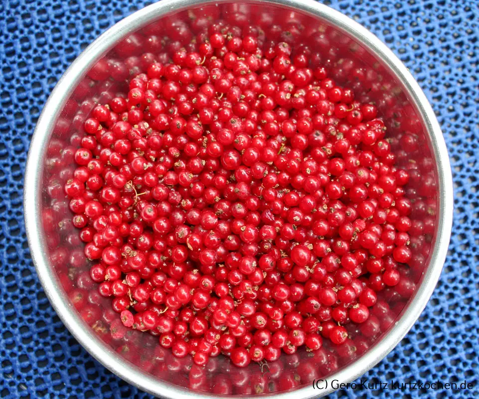 Rezept Johannisbeergelee - Johannisbeeren in einer Edelstahlschale