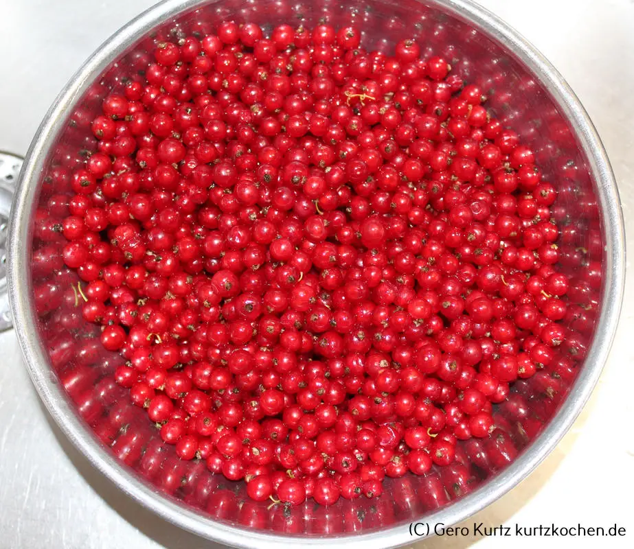 Rezept Johannisbeergelee - fertig gewaschene Johannisbeeren