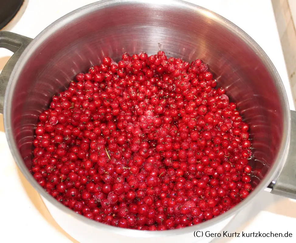Rezept Johannisbeergelee - Johannisbeeren in einem Kochtopf
