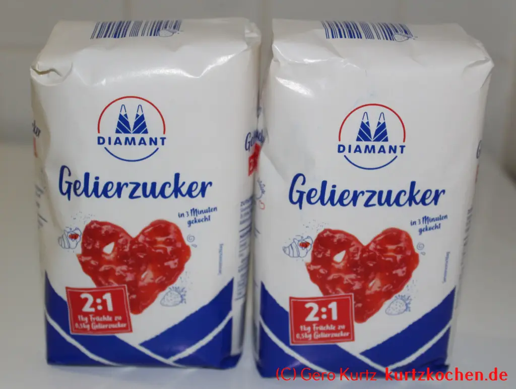 Rezept Johannisbeergelee - zwei Packungen Gelierzucker 2:1