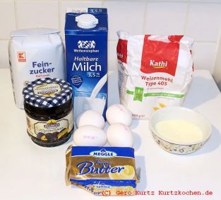 schneller Eierkuchen - Alle Zutaten auf einem Blick