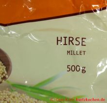 Süßer Hirsebrei - Aufschrift Millet-Hirse