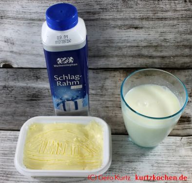 Butter selber machen - Schlagsahne, Butter und Buttermilch